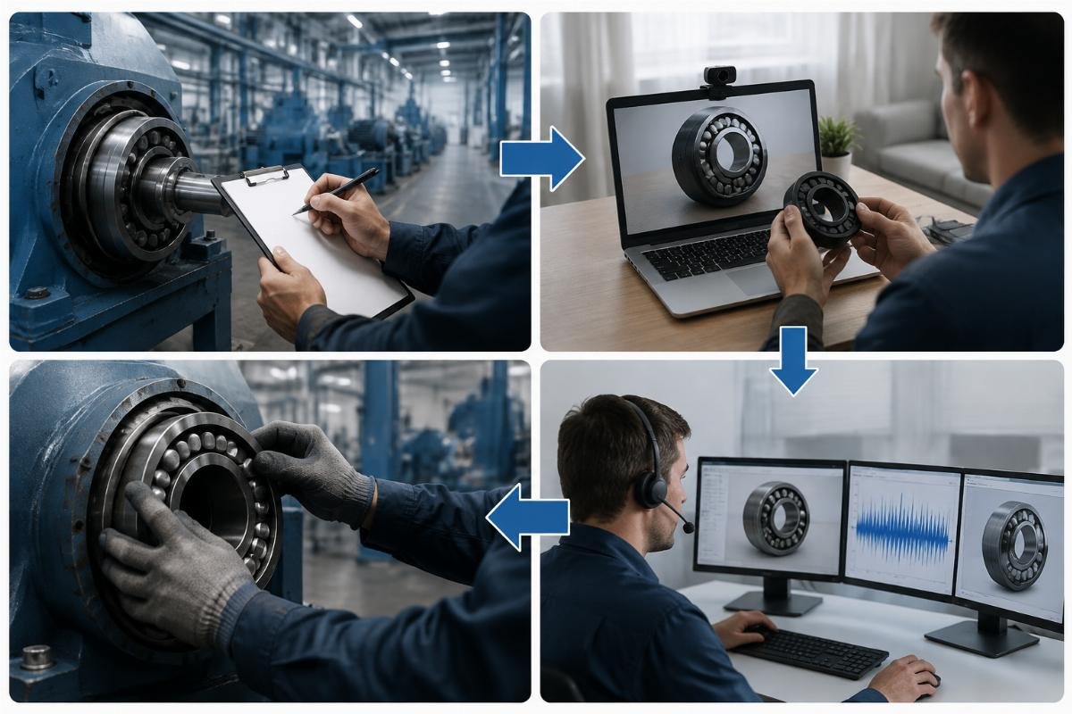 4-step remote diagnosis process: from documentation to solution Remote bearing failure analysis workflow