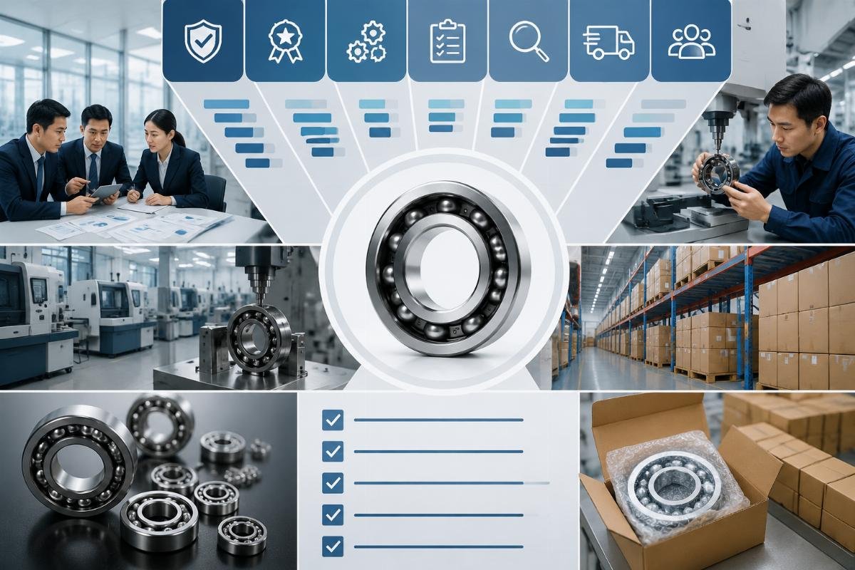 50,000-unit order supplier qualification checklist Bearing supplier evaluation framework showing key assessment criteria