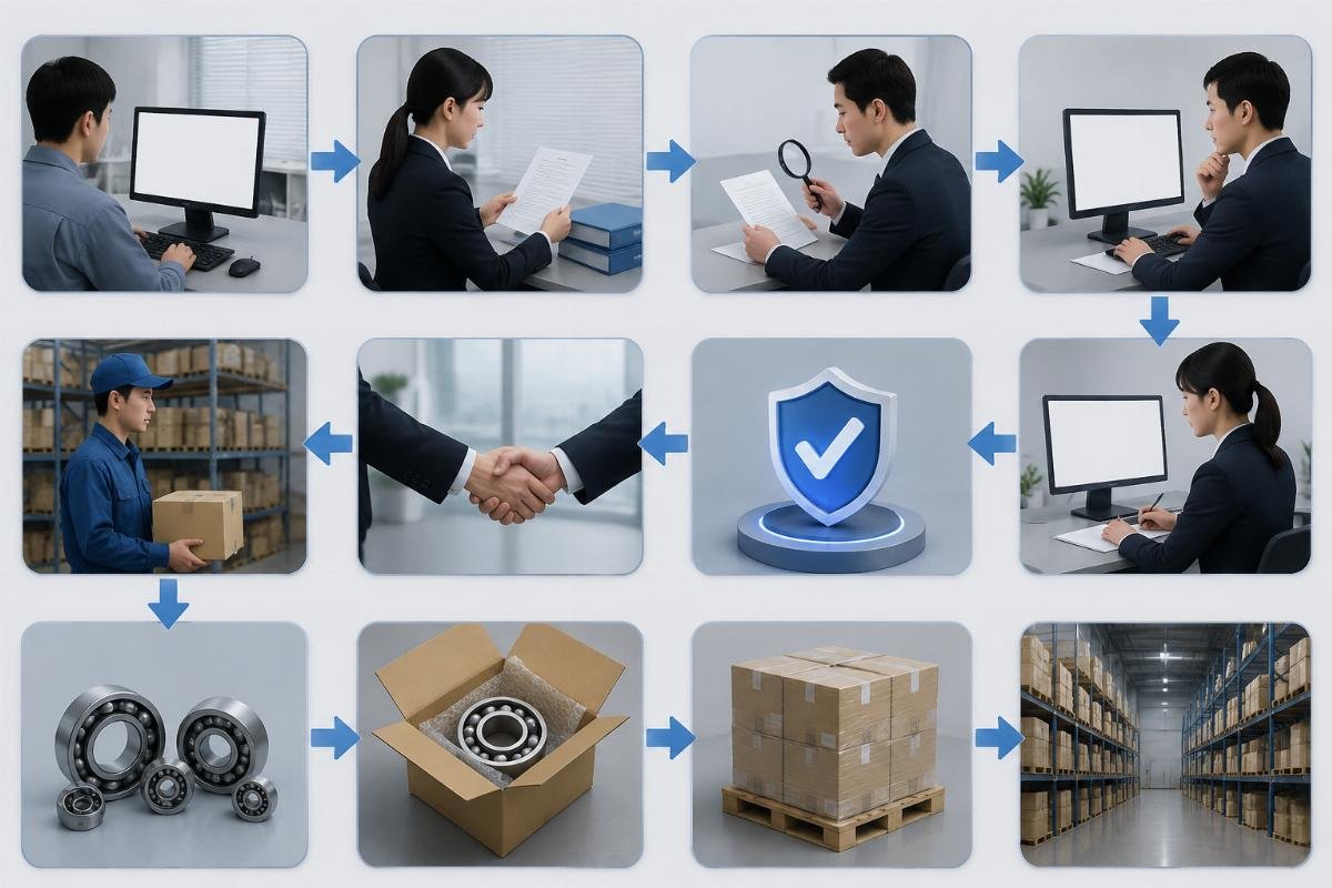Authorized distributor certificate verification process flowchart for wholesale bearing procurement