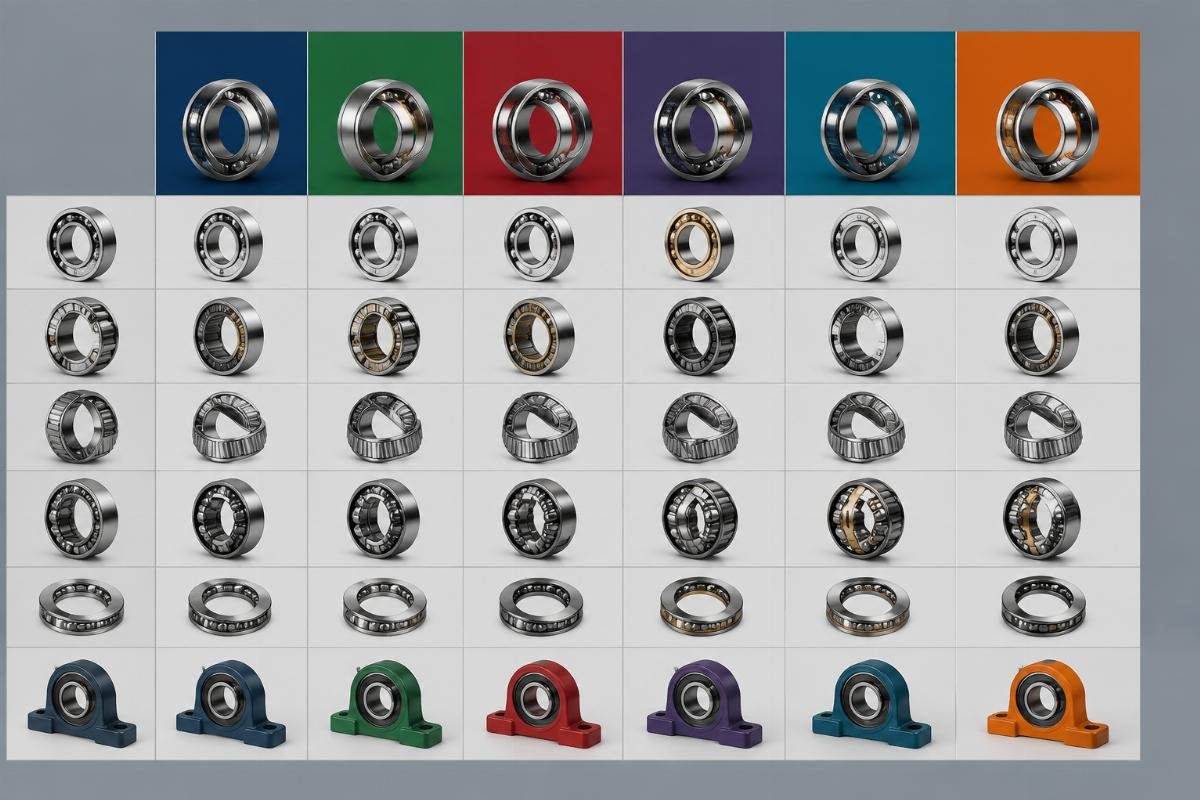 Bearing cross-reference comparison chart across six major brands