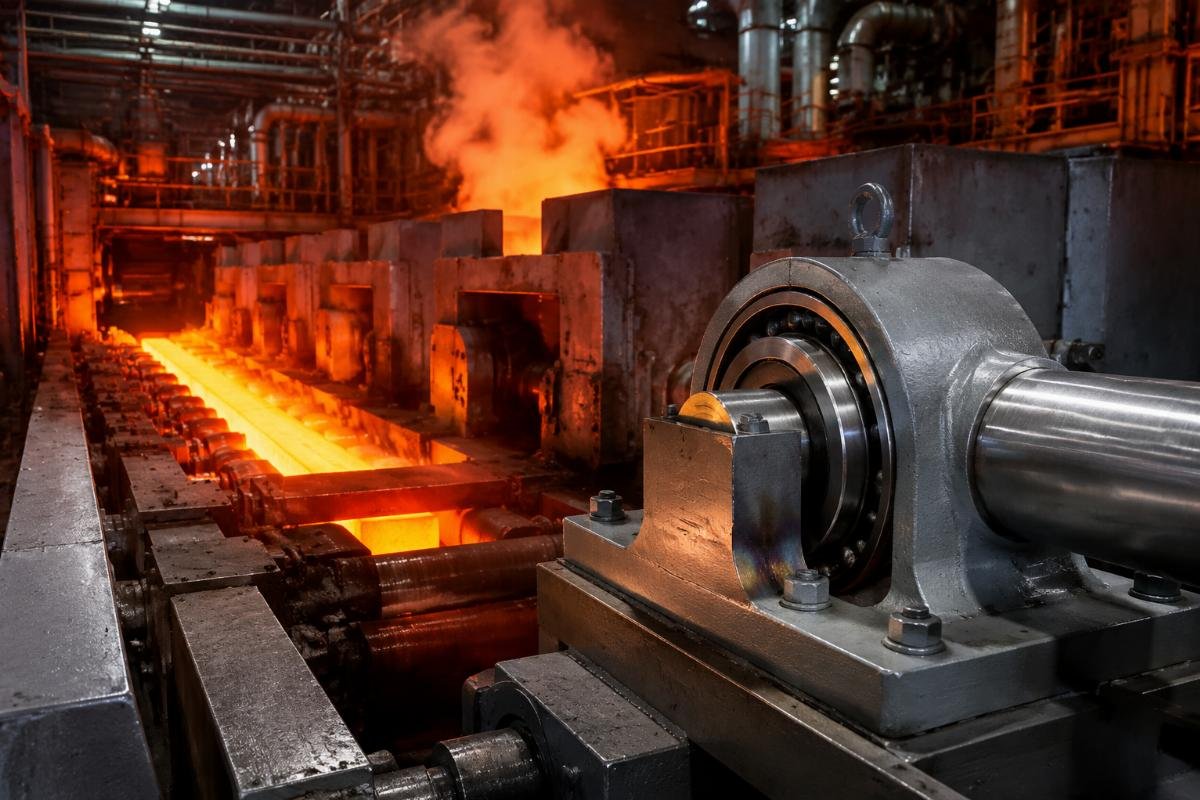 Bearing installation in continuous casting machines showing thermal expansion considerations Steel Mill Hot Rolling Line Bearing Application