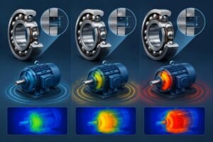 Bearing Internal Clearance Comparison: C2, C3, C4 ranges visualized with radial clearance diagrams