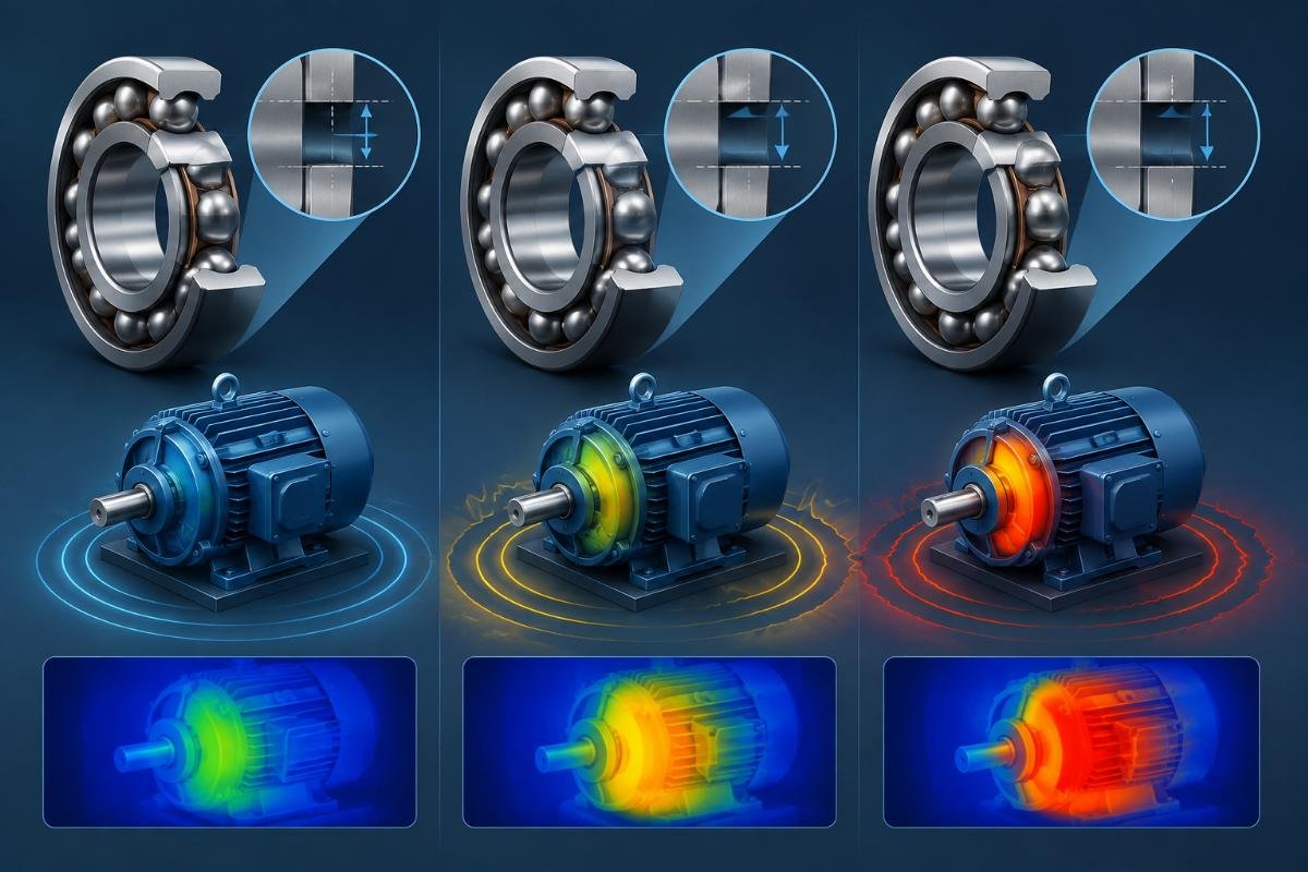 Bearing internal clearance grades (C2, C3, C4) directly impact equipment vibration, temperature rise, and maintenance costs Bearing Internal Clearance Comparison: C2, C3, C4 ranges visualized with radial clearance diagrams