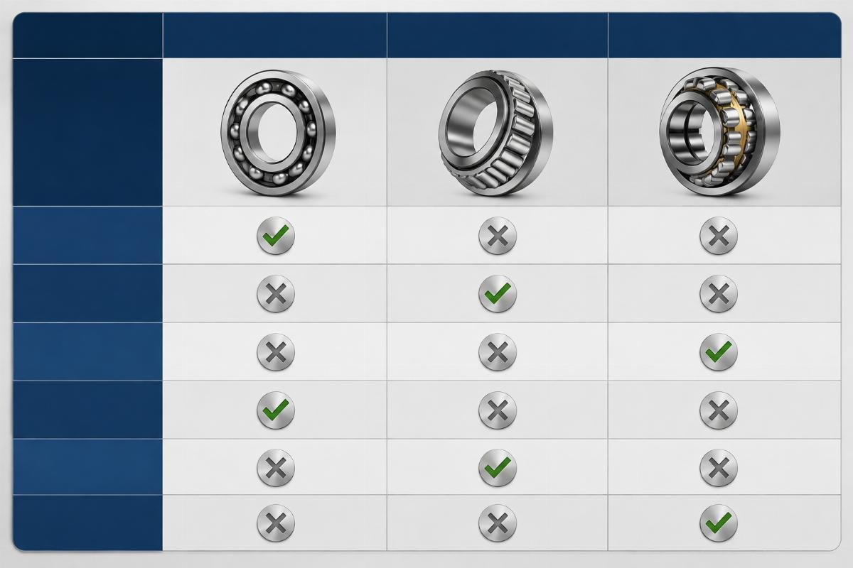 Brand interchange matrix table for deep groove ball tapered roller and spherical roller bearings