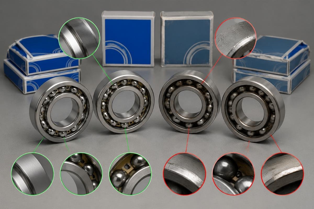 Commonly counterfeited NSK bearing models displayed with visual inspection markers