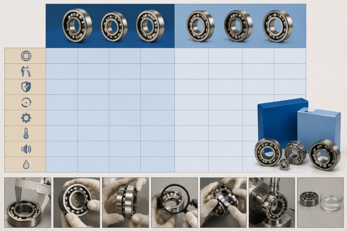 Comparison table of popular NSK and SKF bearing models with substitution checkpoints