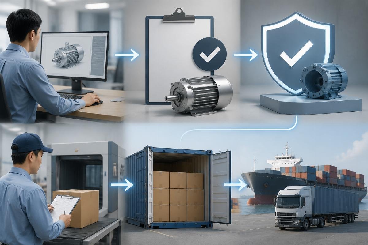 Compliance documentation workflow showing HS code classification, CE marking, and customs clearance process