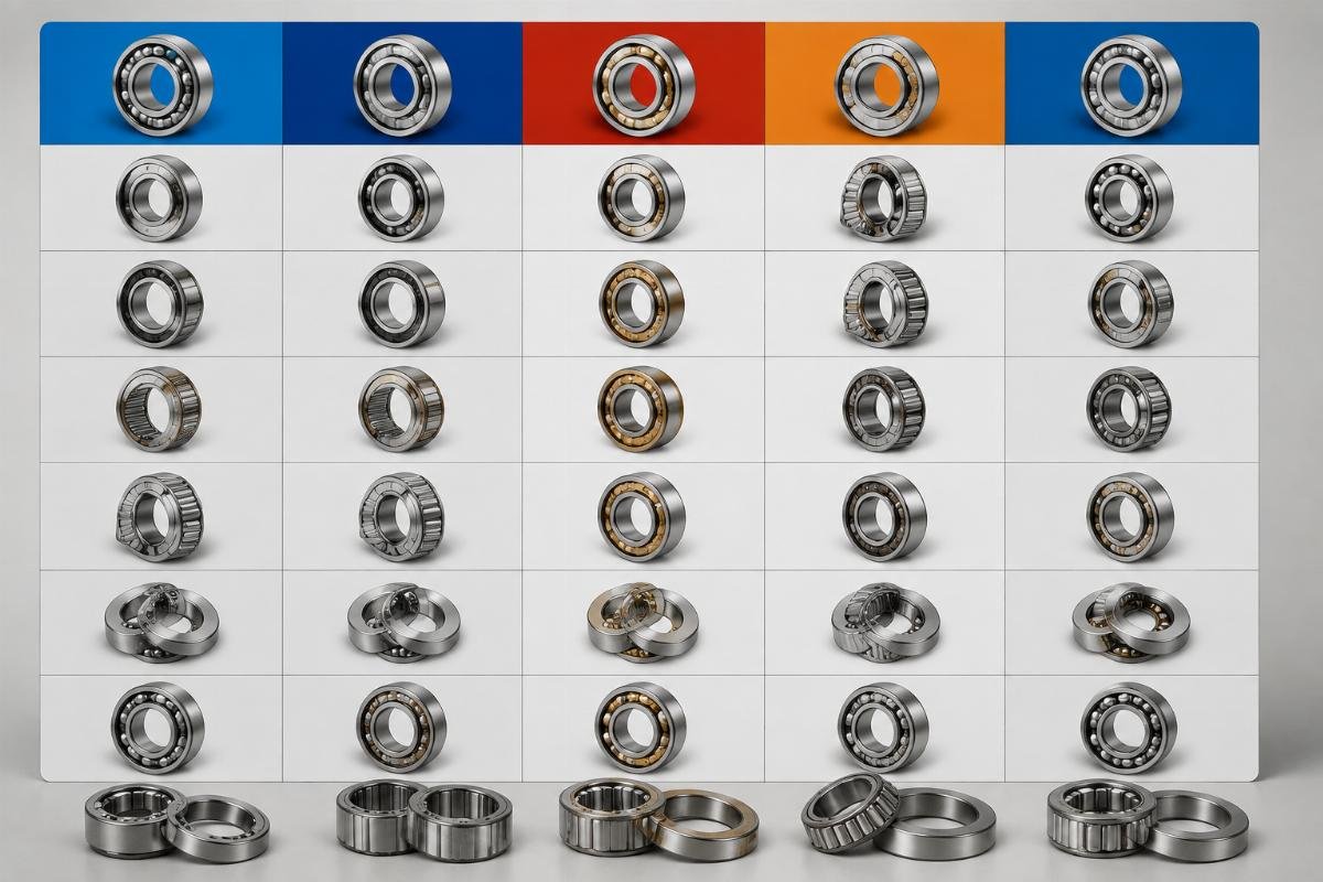 Cross-reference bearing selection chart showing SKF NSK FAG TIMKEN NTN KOYO equivalents