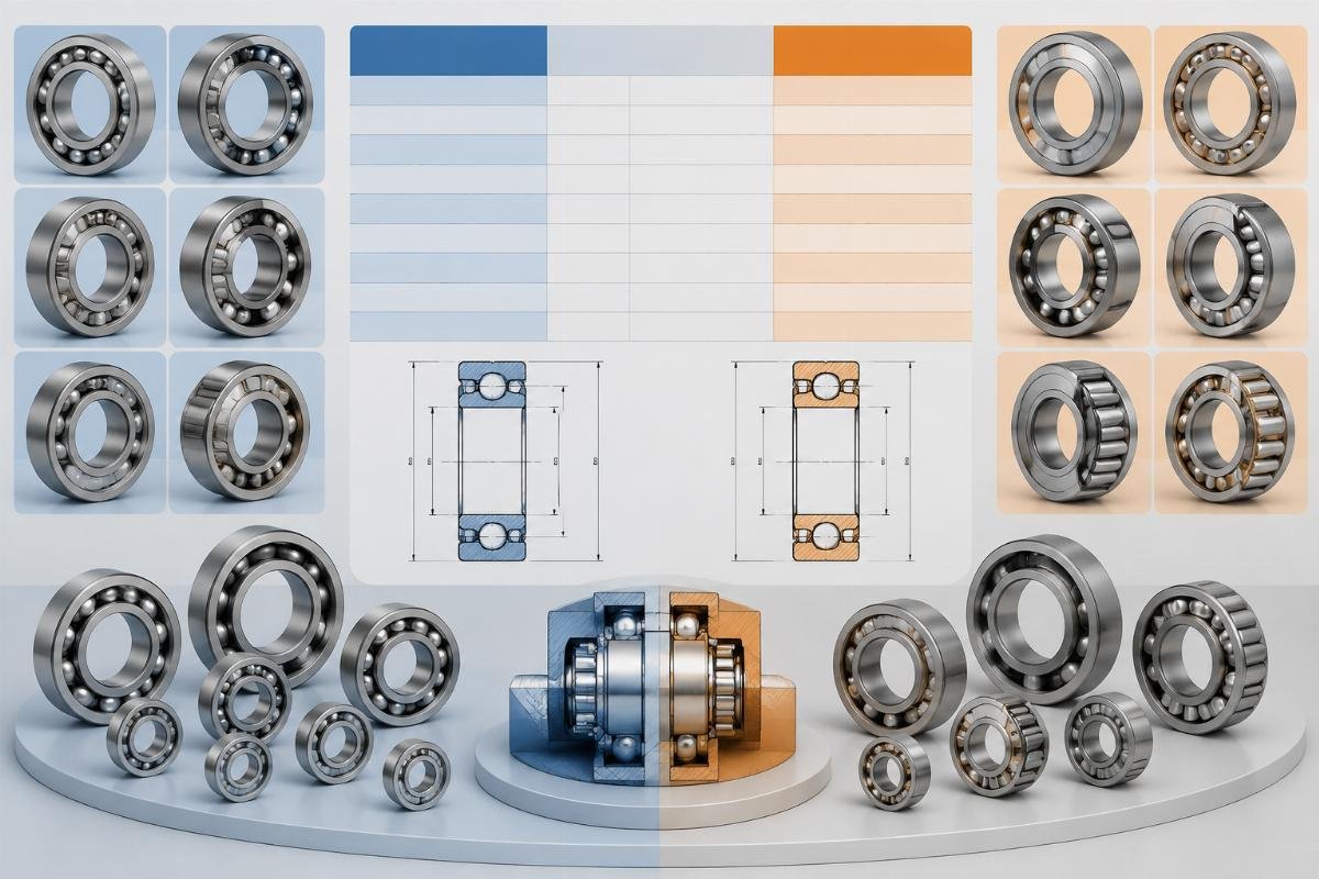 Cross-reference comparison chart showing dimensional and specification alignment between SKF and Timken bearing series