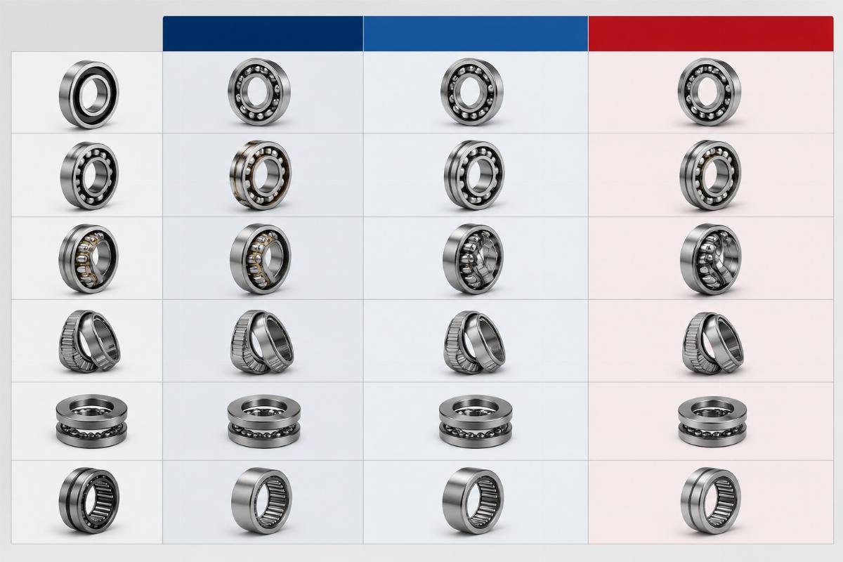 Cross-reference comparison chart showing NSK bearing models alongside equivalent SKF and FAG designations
