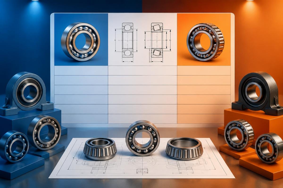 Cross-reference comparison chart showing SKF and Timken bearing dimensional equivalence