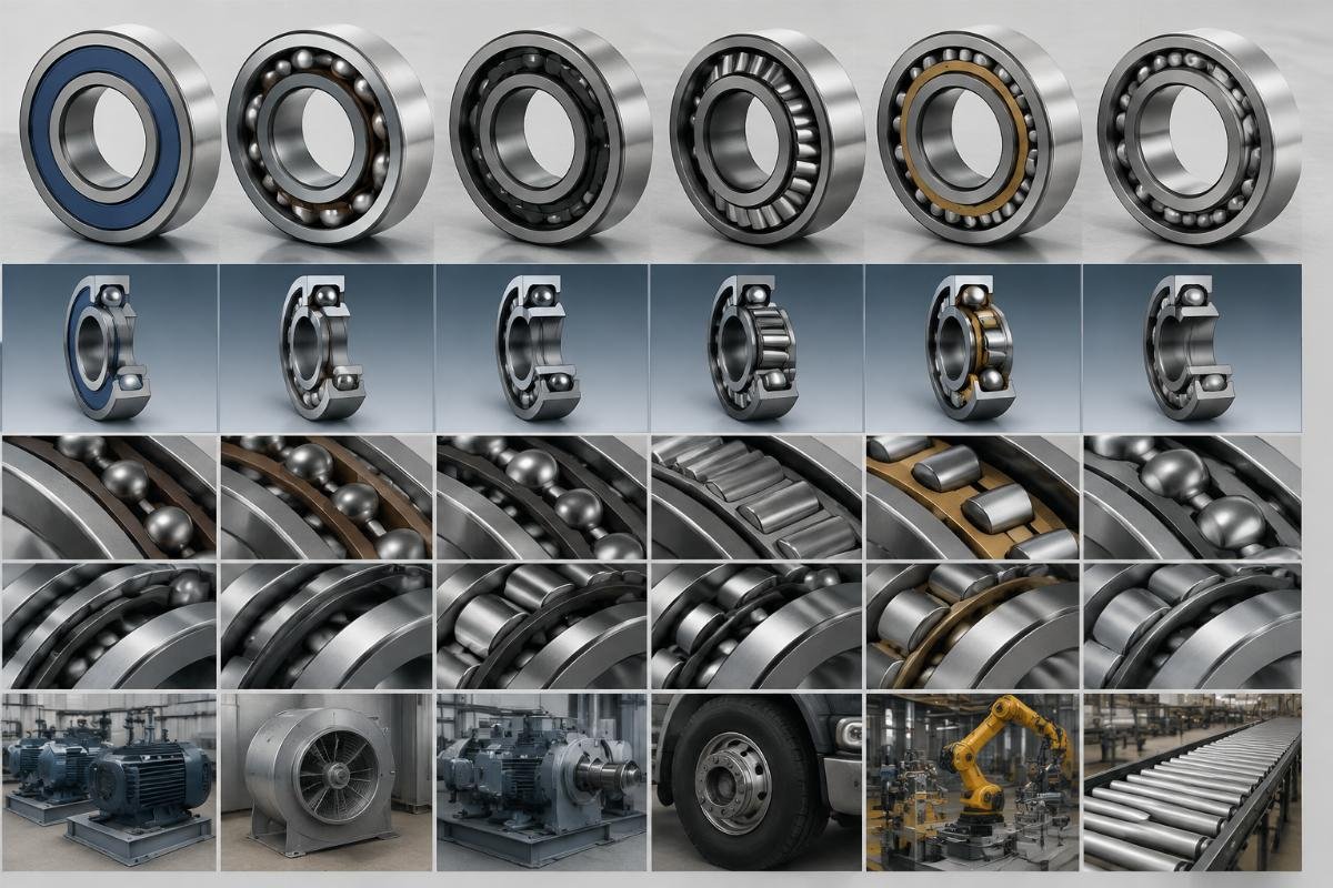 Cross-reference comparison matrix showing SKF, NSK, FAG, TIMKEN, NTN, and KOYO bearing parameter alignment
