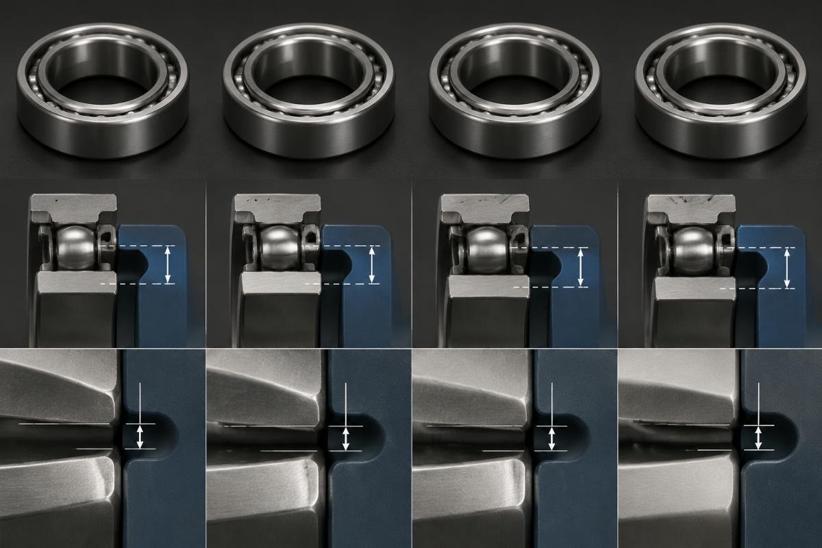 Cross-reference documentation showing internal clearance comparison between brands