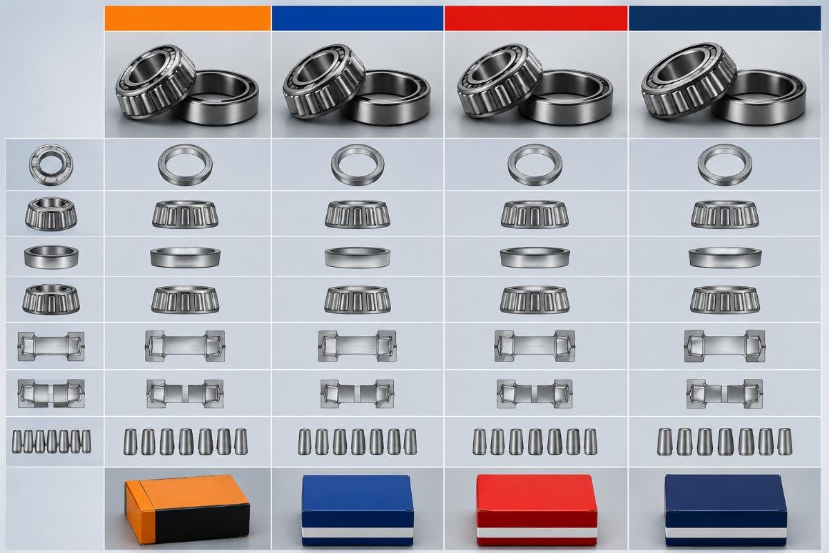 Cross-reference interchange parameter comparison chart for TIMKEN SKF FAG NSK tapered roller bearings