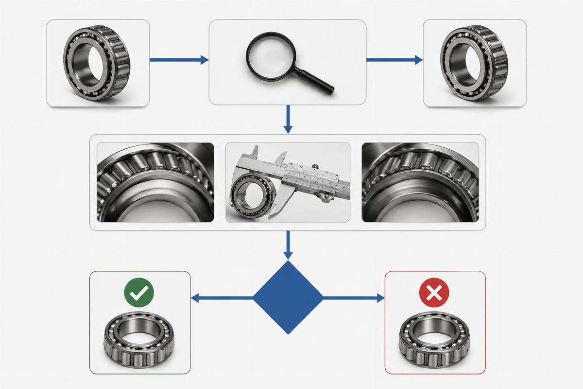 Cross-reference validation flowchart for SKF and Timken tapered roller bearings