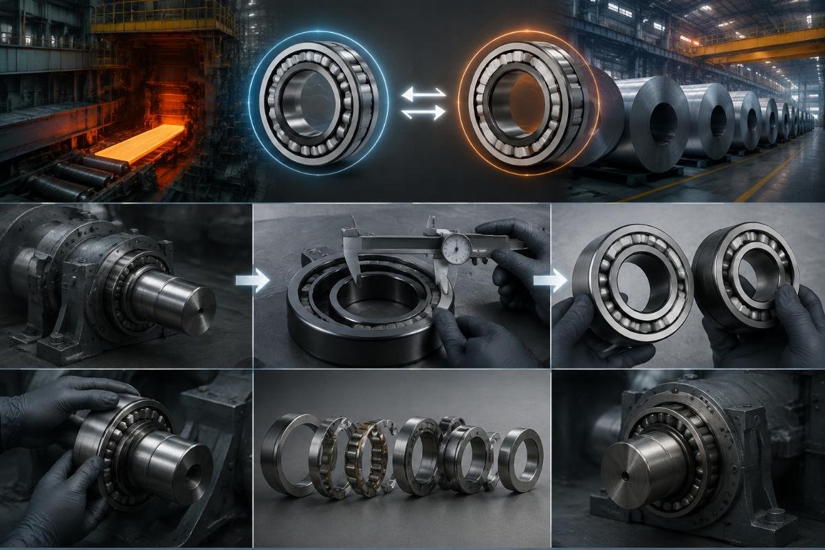 Cross-reference verification workflow for steel mill bearing interchange between SKF and Timken