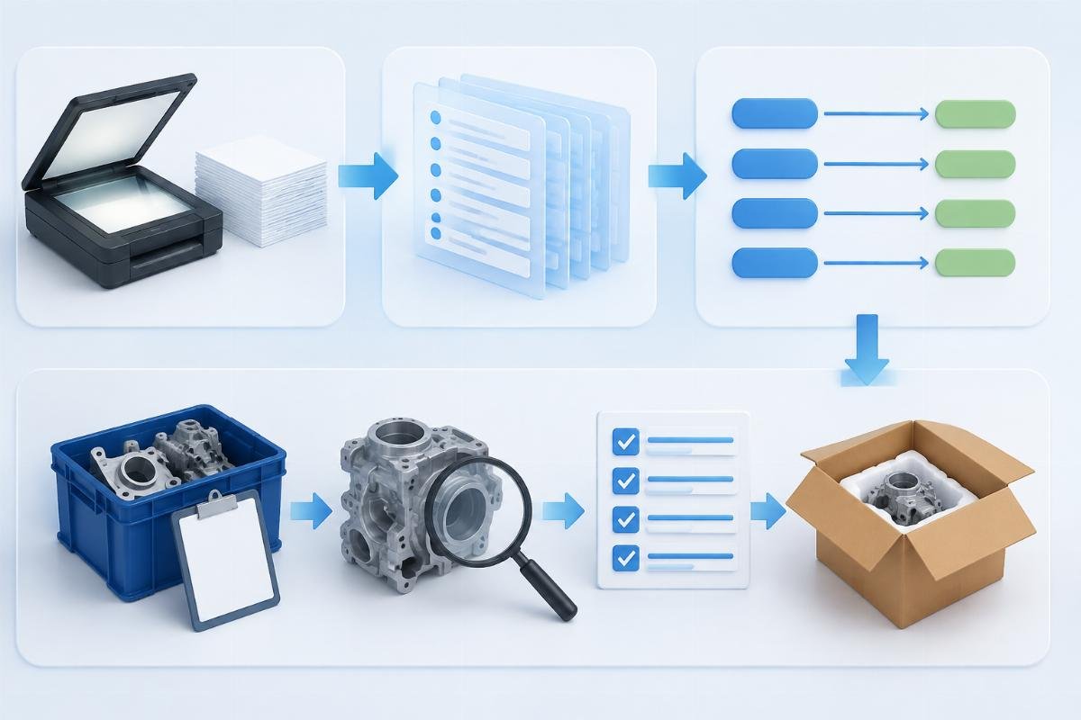 Cross-reference verification workflow showing catalog extraction suffix mapping and standard cross-check steps