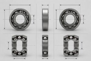 Dimensional comparison chart of SKF 6208 and Timken 208K showing bore, OD, and width alignment