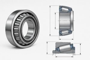 FAG 32218 tapered roller bearing dimensional diagram showing bore, OD, width, and cone measurements