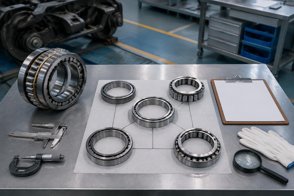 Five-point railway bearing cross-reference verification checklist