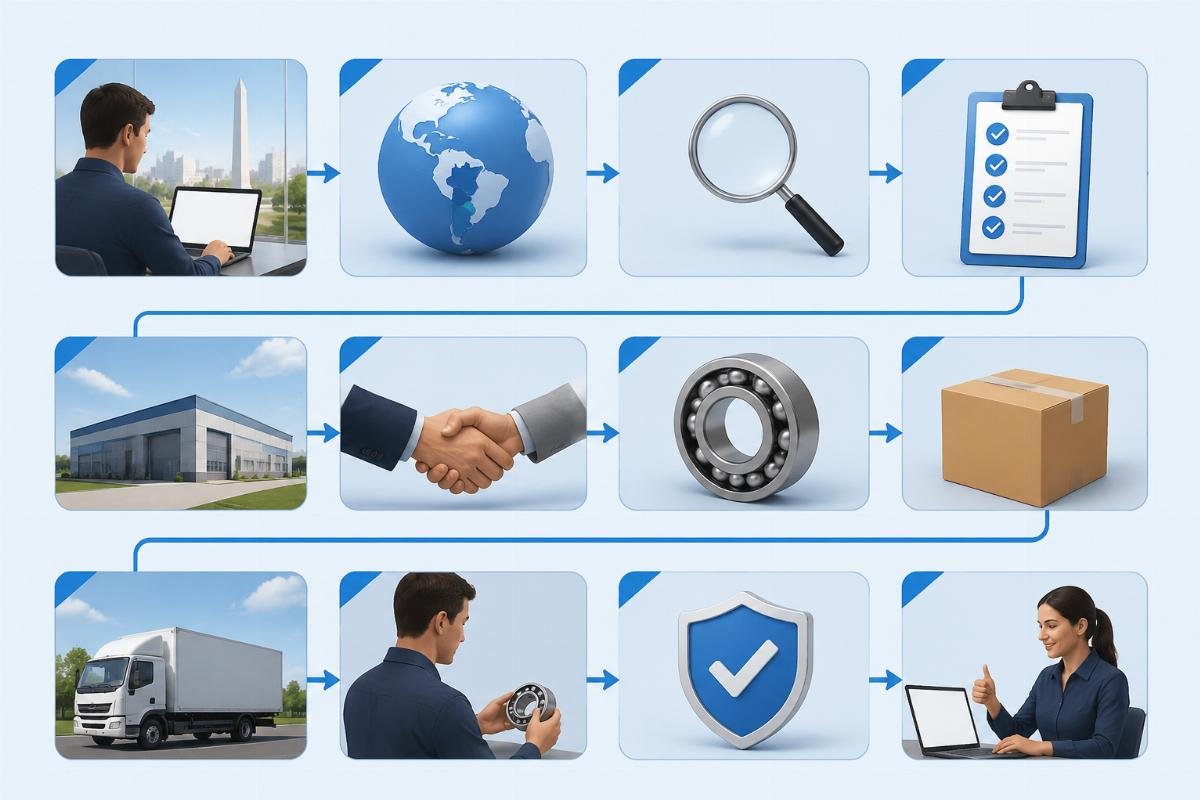 Flowchart showing SKF distributor authorization verification steps for Argentina buyers