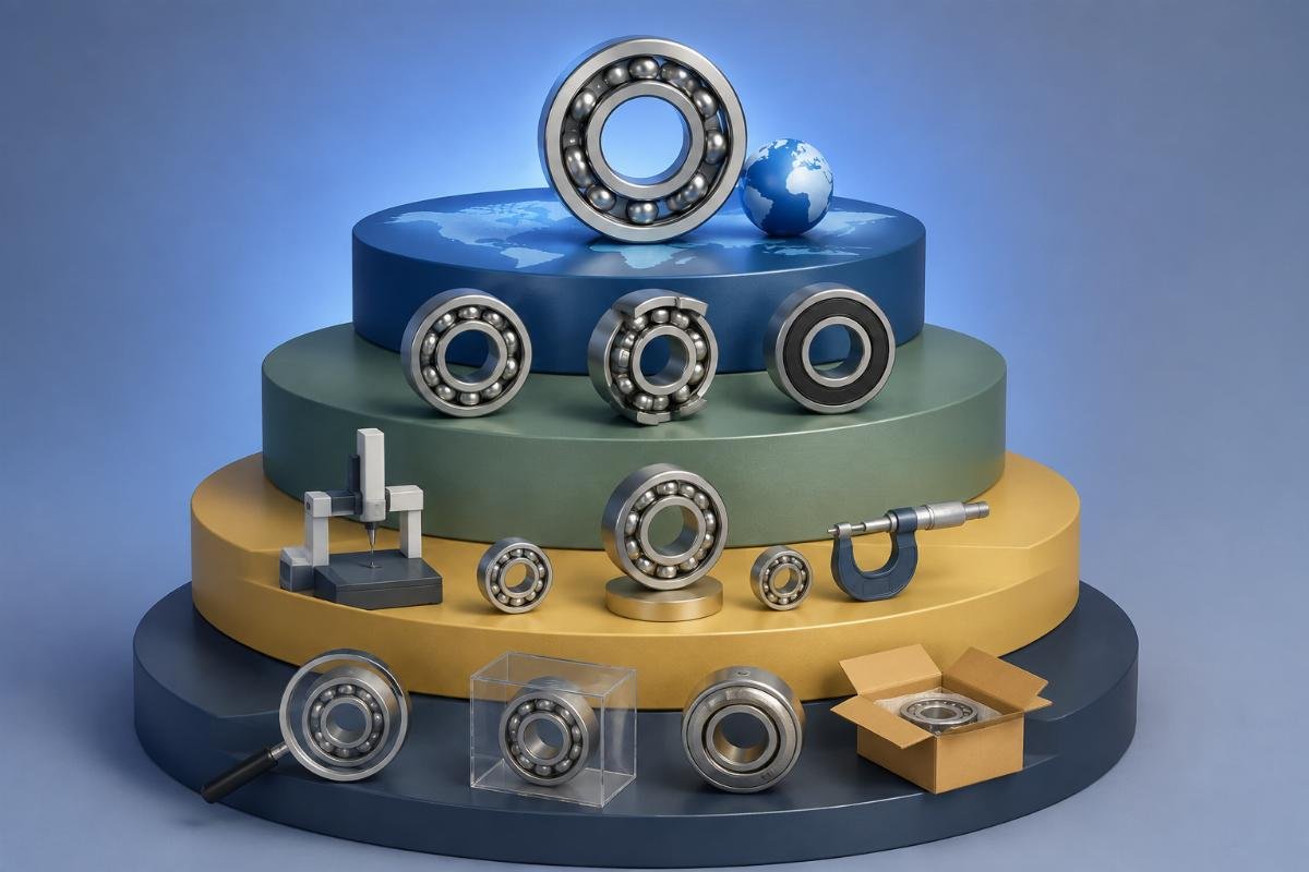 Four-layer pricing model showing origin, authorization, precision, and verification impact on bearing wholesale cost