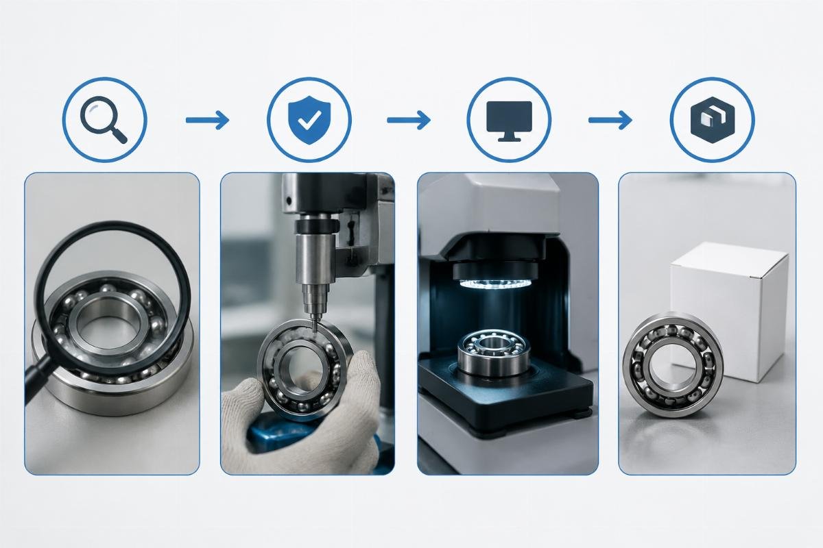 Four-step bearing authenticity verification process flowchart