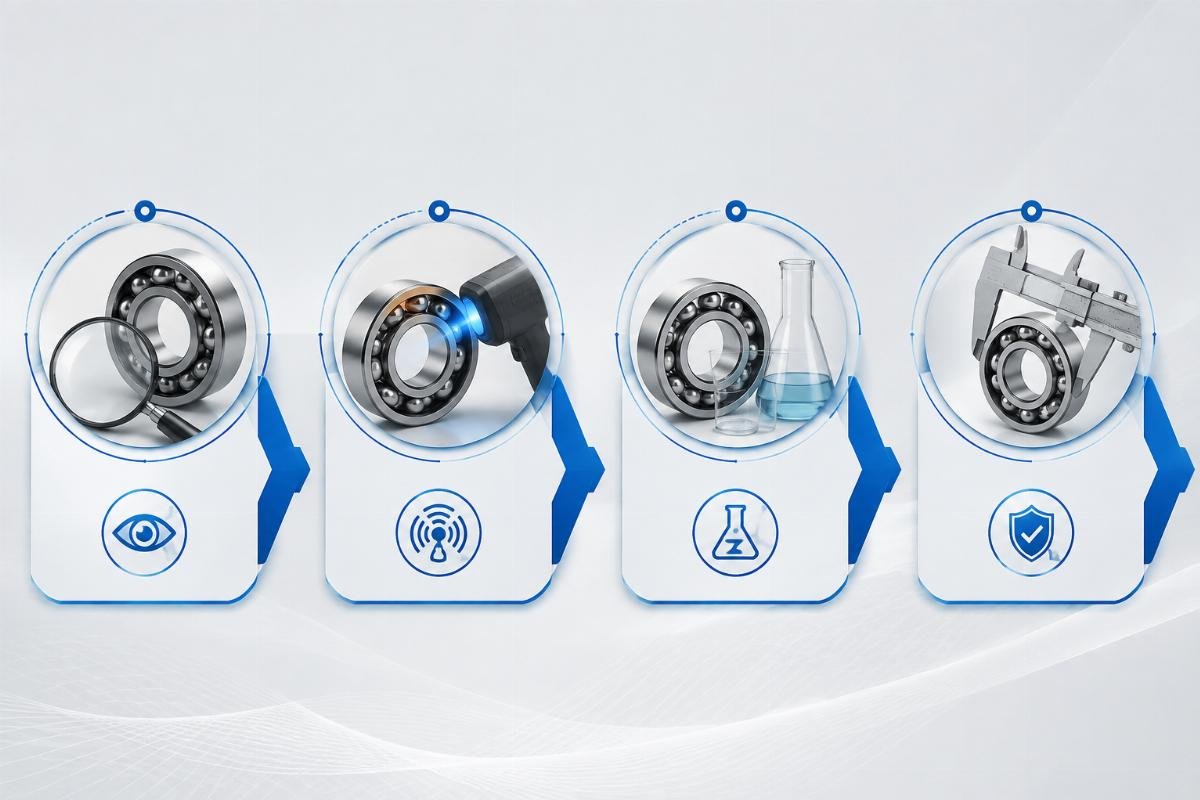 Four-step NSK bearing authenticity verification workflow diagram