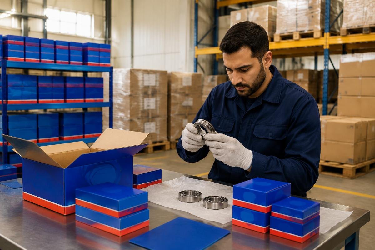 Genuine SKF bearing packaging verification checklist at Jordan warehouse