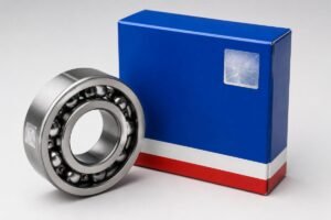 Genuine SKF bearing packaging with防伪 label and laser-etched part number on inner ring