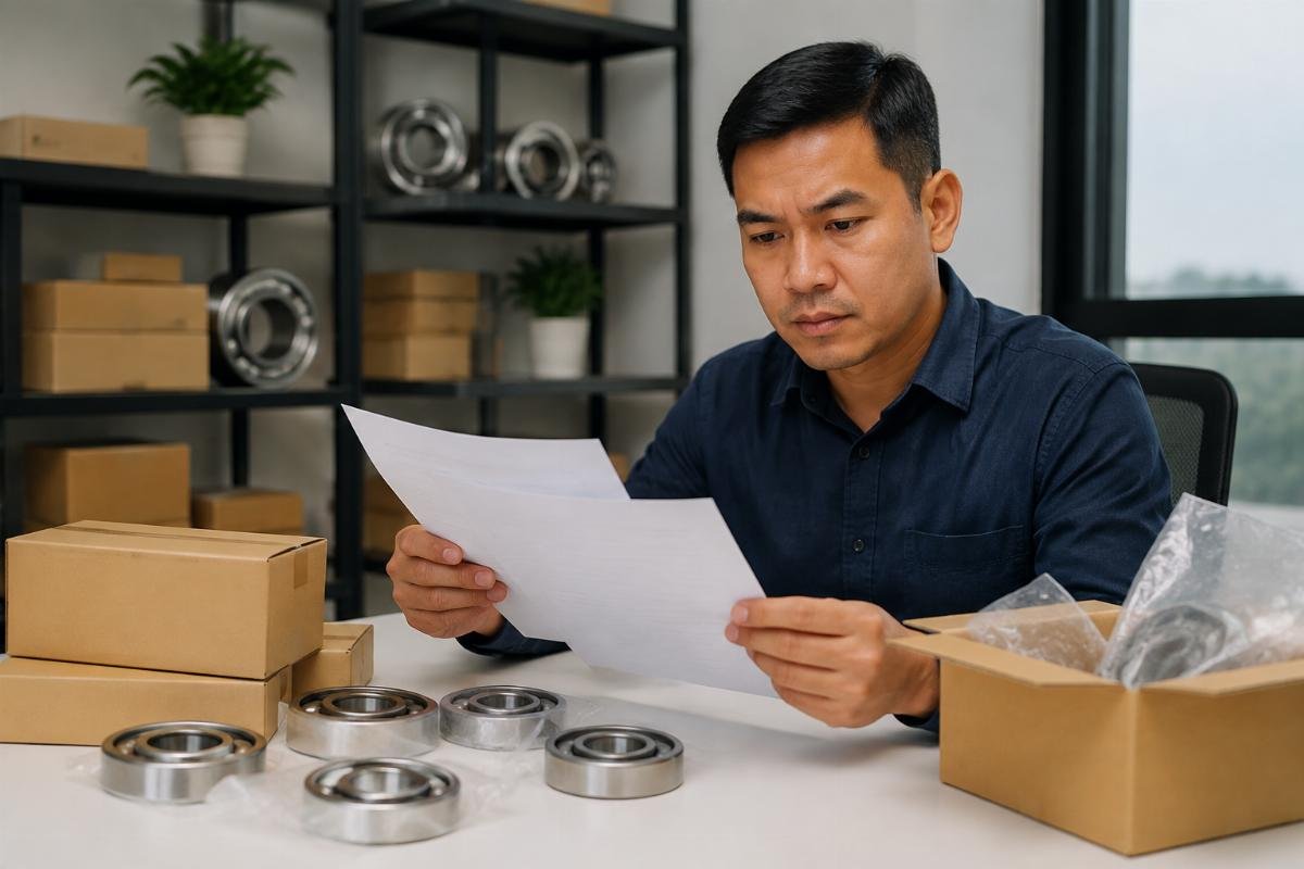 Indonesian buyer reviewing NSK bearing authorization and verification documents