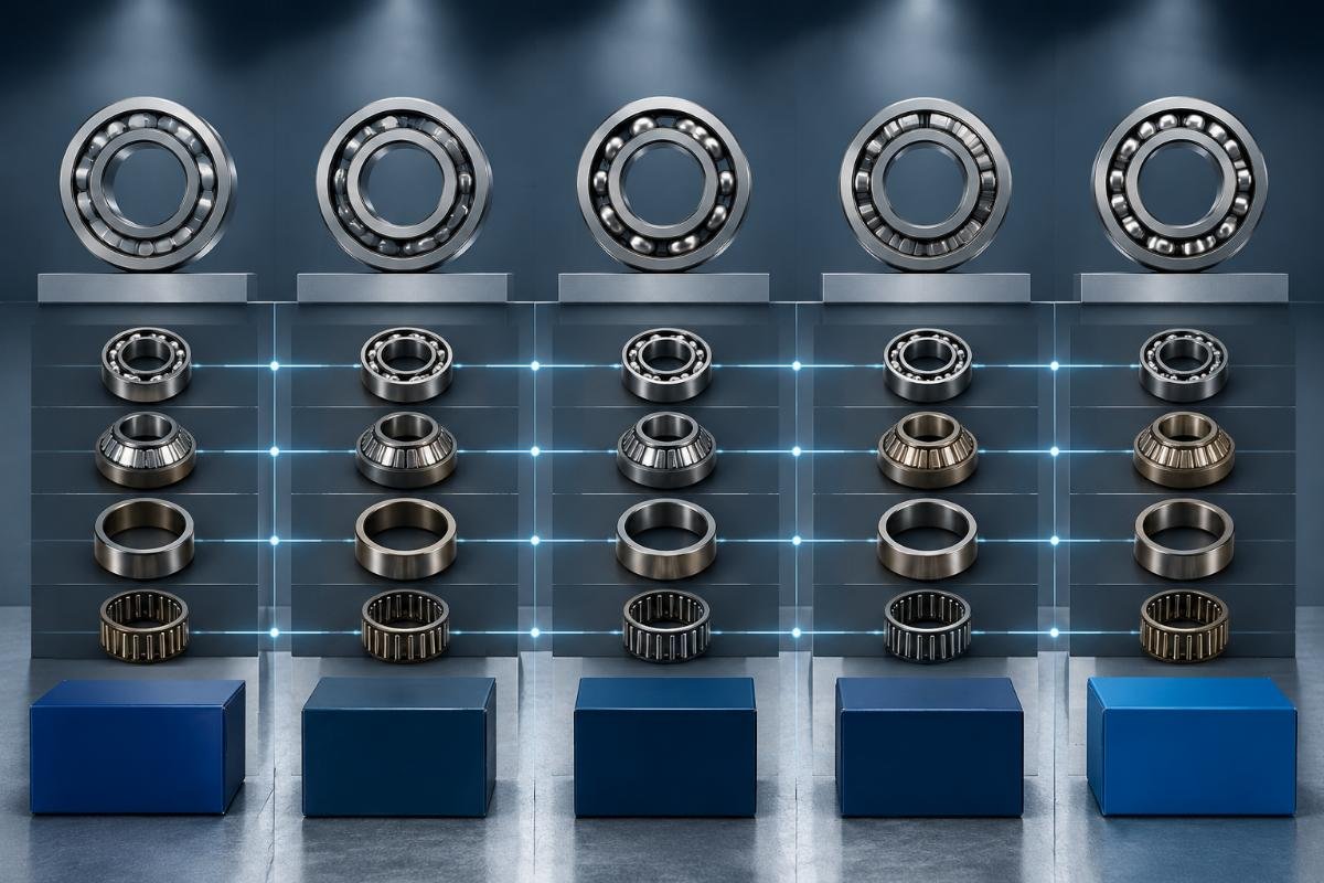 KOYO cross reference guide showing four-layer verification across SKF NSK FAG TIMKEN NTN