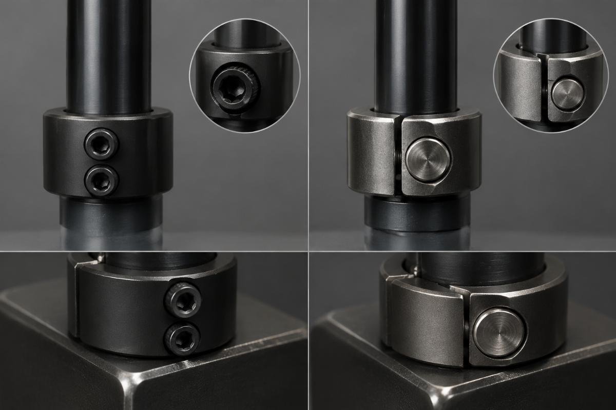 Locking mechanism comparison: flat head set screws vs eccentric collar