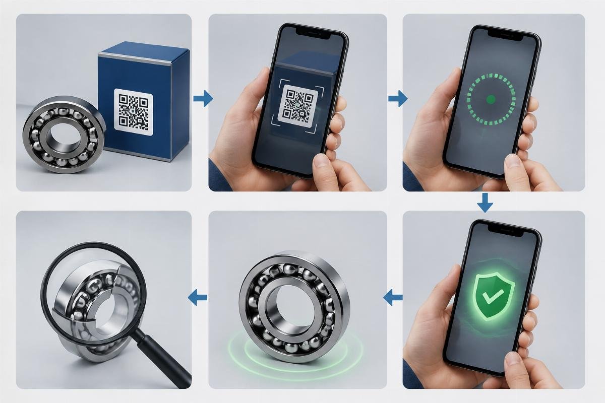 NSK bearing anti-counterfeit QR code verification process flowchart