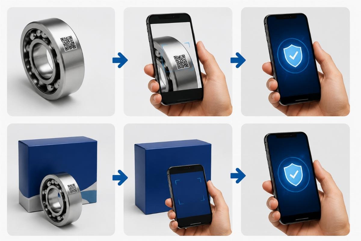 NSK bearing anti-counterfeit QR code verification process flowchart