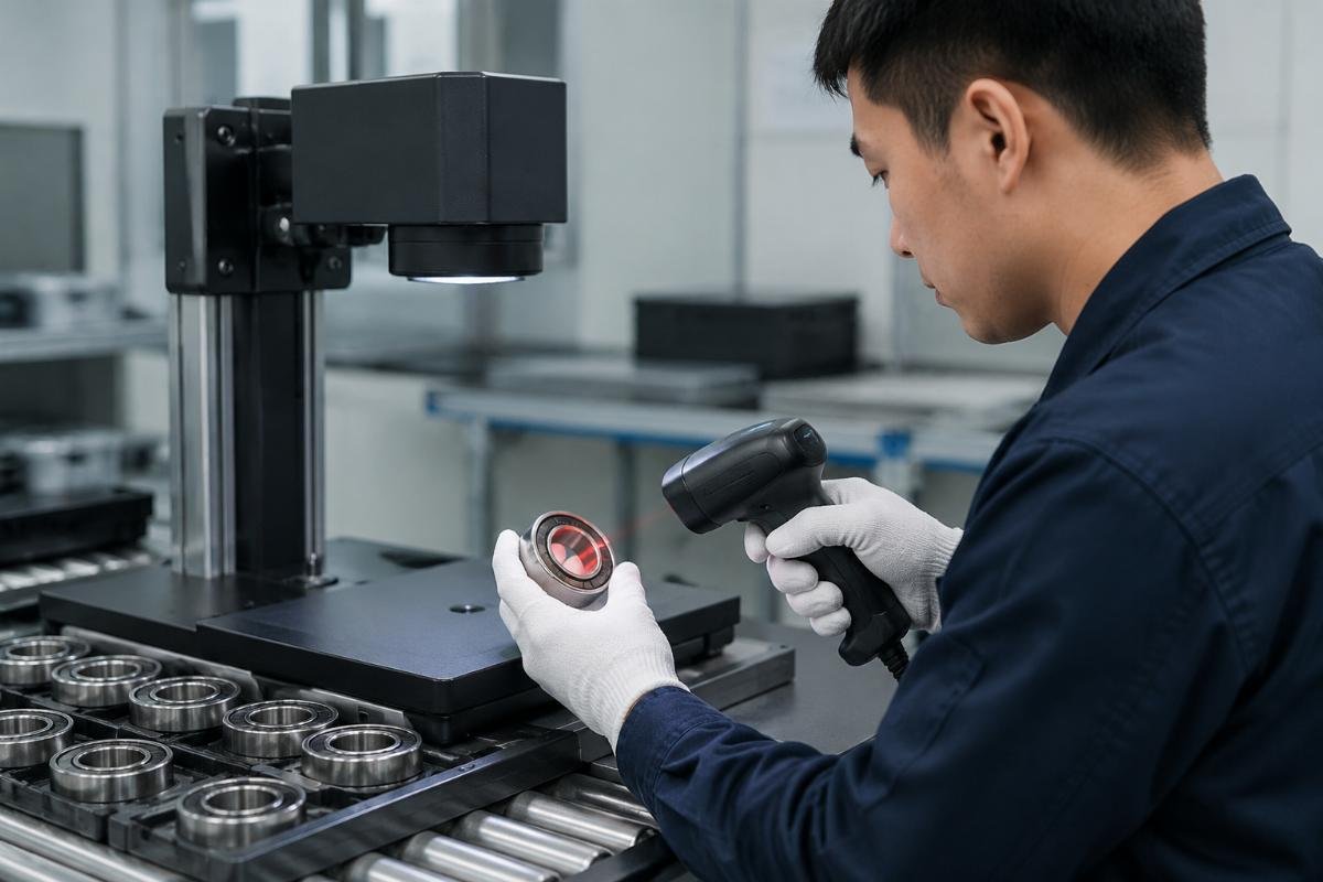 NSK bearing QR code verification and origin code inspection process