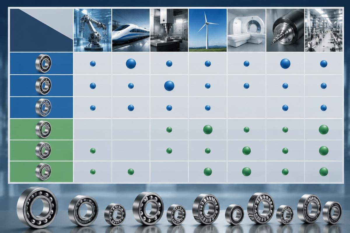 Precision class selection matrix mapping application conditions to ISO P-class and ABEC ratings