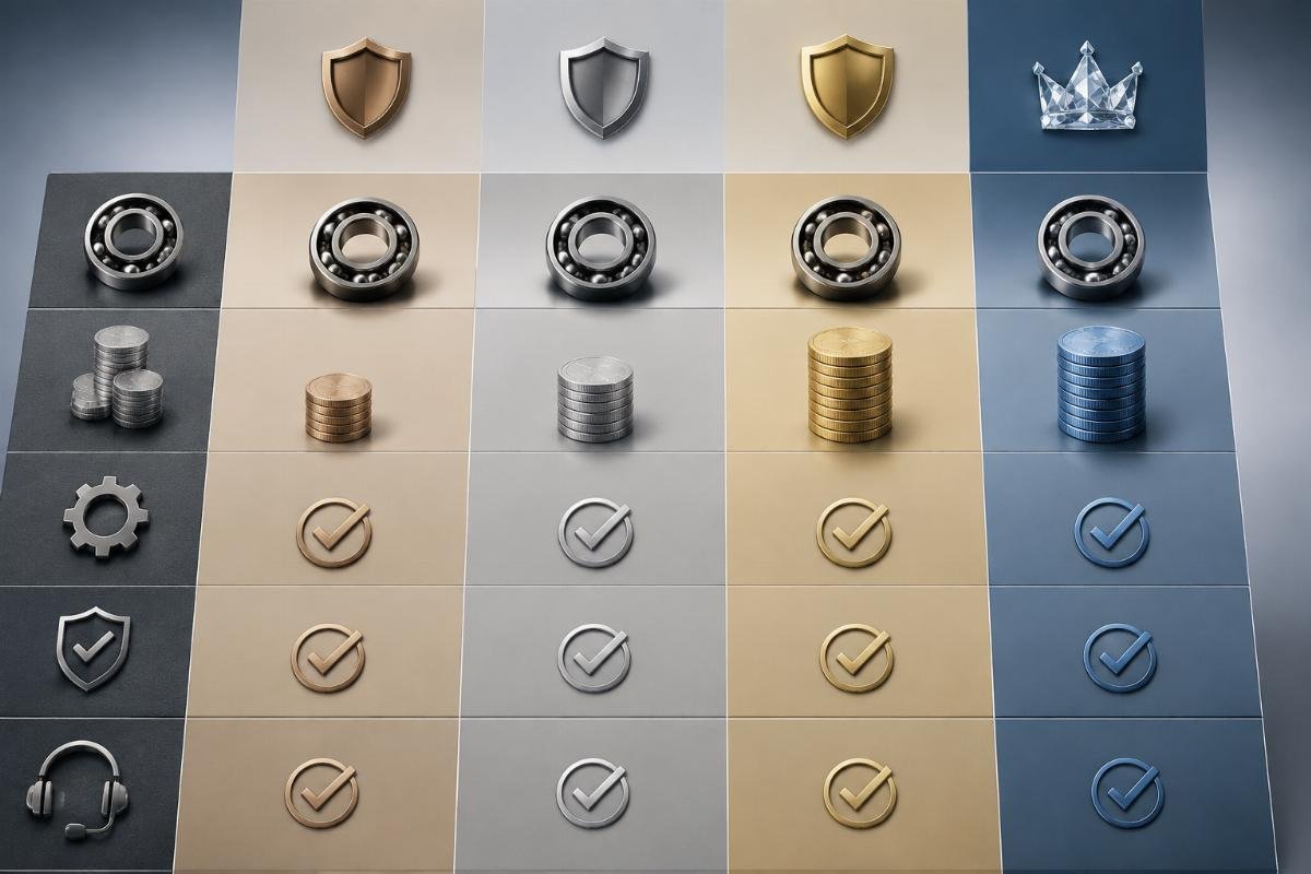 Price comparison matrix showing authorization tier impact on genuine SKF bearing cost