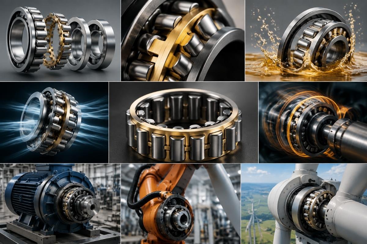 Primary cage functions include roller separation, motion guidance, lubricant retention, and centrifugal force management Bearing Cage Functions in Industrial Applications