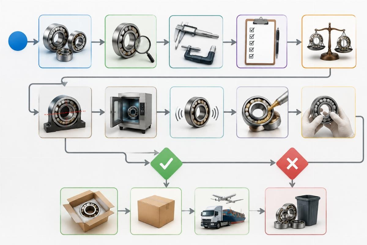 Procurement checklist flowchart for cross-brand spherical roller bearing interchange verification