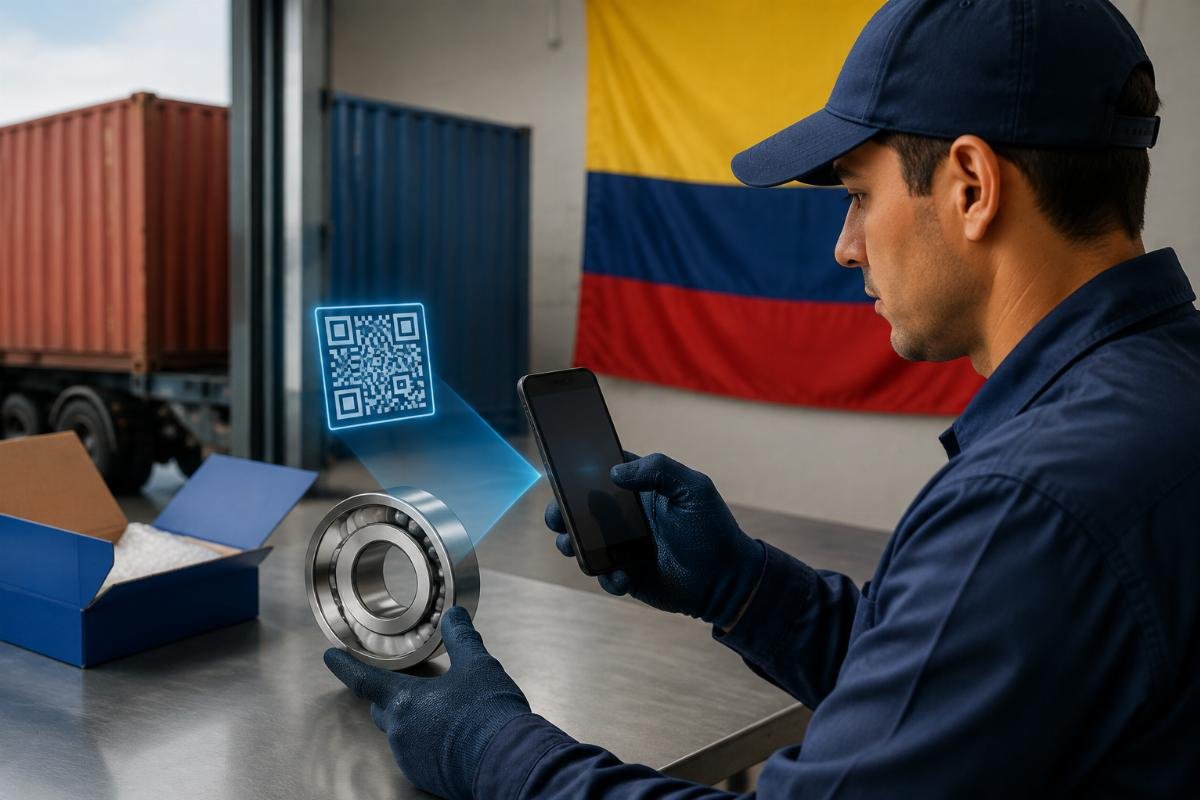 QR code verification process for genuine NSK bearings imported to Colombia