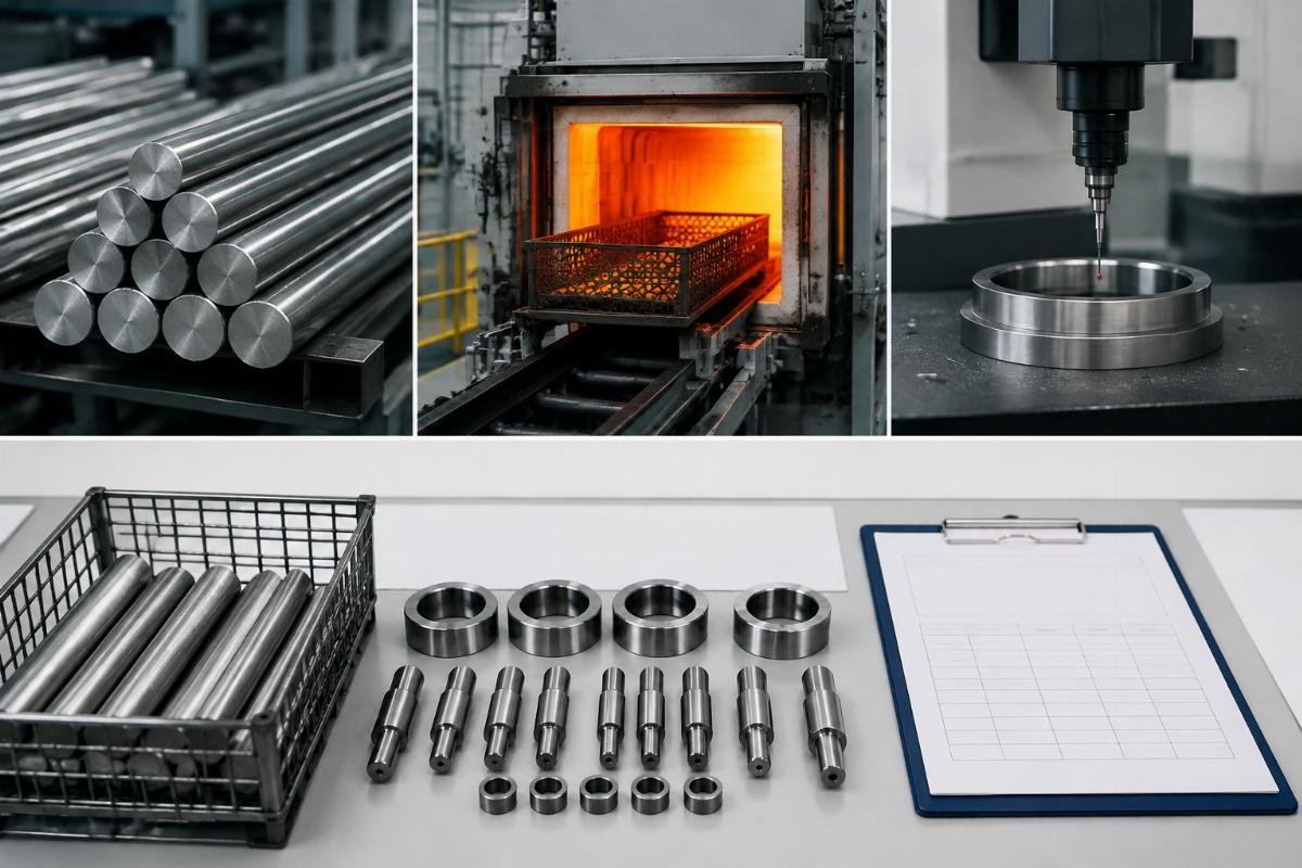 Sample traceability document showing material source, heat treatment records, and quality inspection results Bearing Traceability Documentation Example
