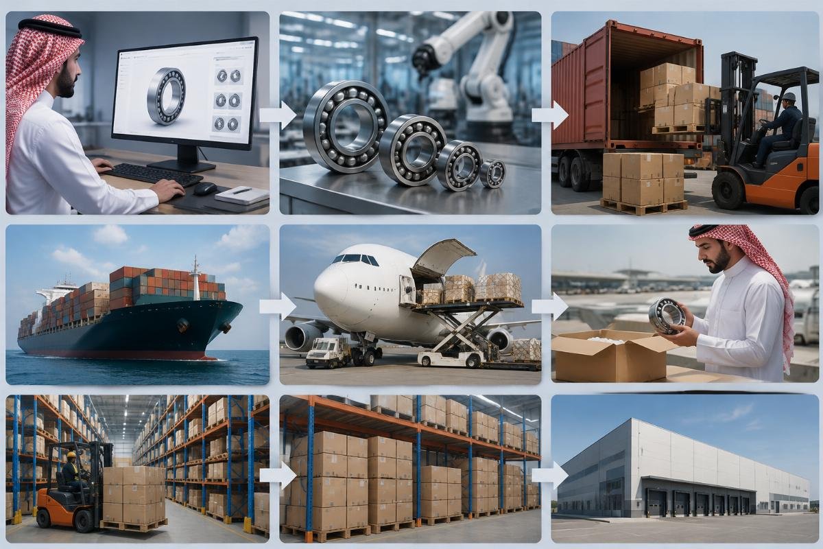 Saudi Arabia bearing import process flow from order to warehouse delivery
