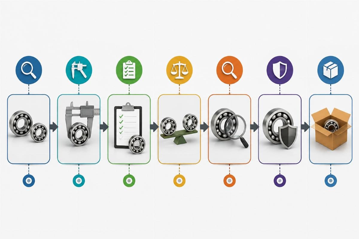 Seven-step SKF Timken cross-reference verification checklist flowchart