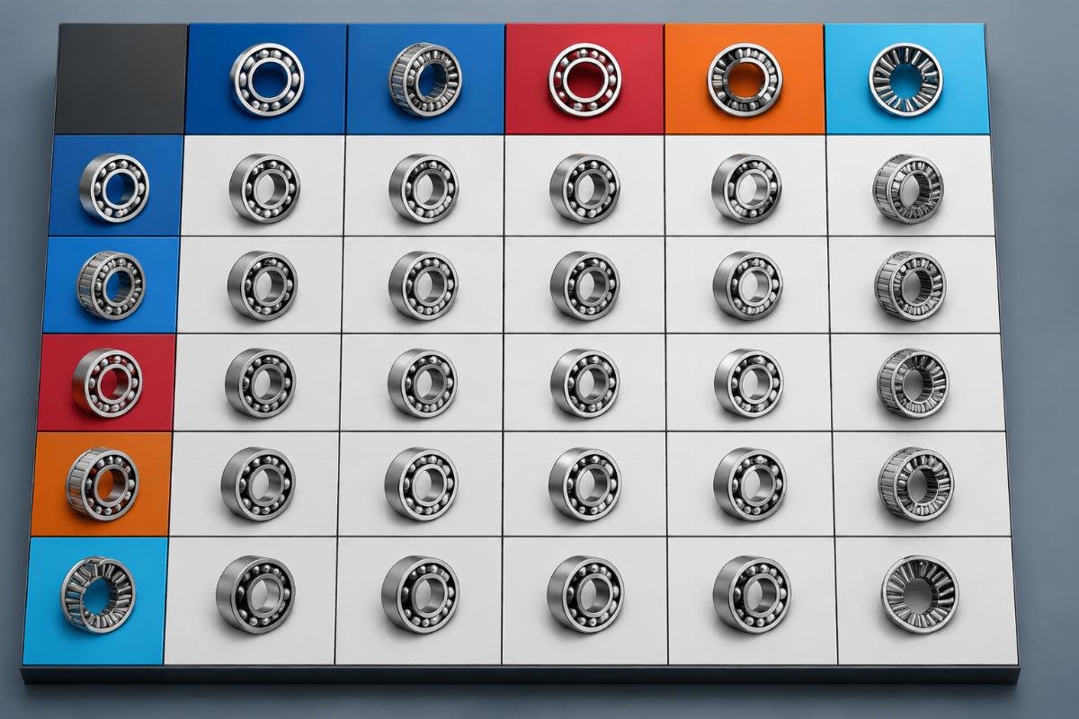 Six-brand cross reference matrix for KOYO SKF NSK FAG TIMKEN NTN bearings