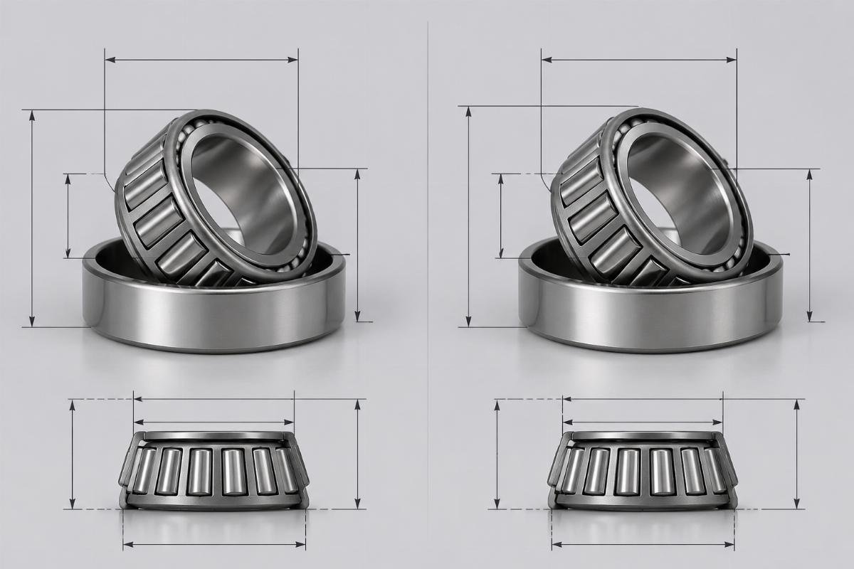 SKF 30208 and Timken JLM104948 side-by-side dimensional comparison