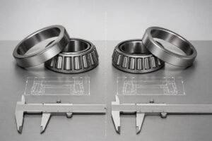SKF 30208 and Timken JLM104948 side-by-side dimensional comparison