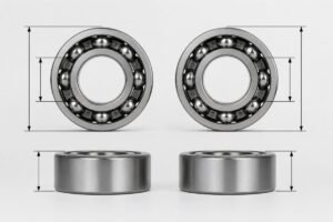 SKF 6205 and Timken 205K side-by-side dimensional comparison showing identical bore, OD, and width