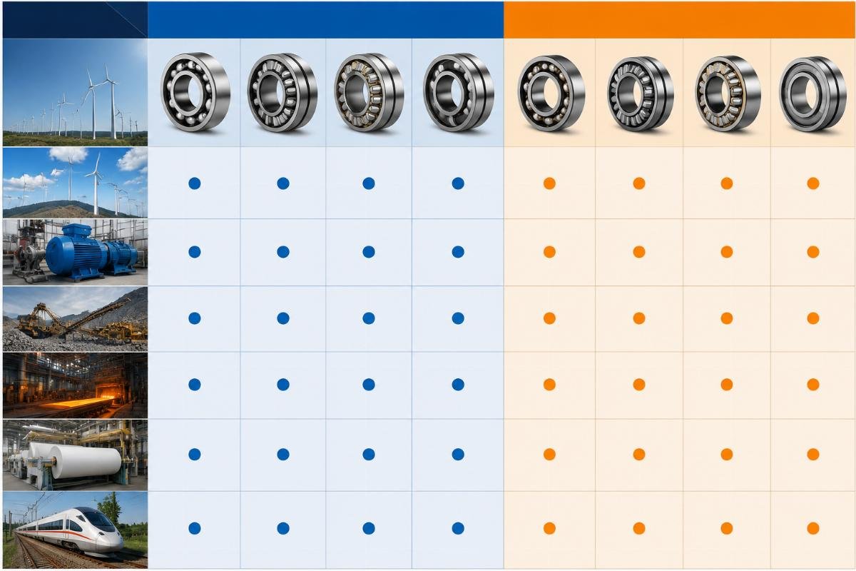 SKF and Timken bearing application comparison matrix
