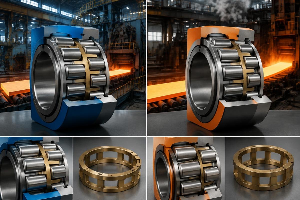 SKF and Timken bearing comparison for steel mill rolling applications showing structural differences
